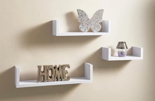 3-Piece Wood Shelf U-Shelf Set Wall-Mounted Decorative-White Quality Storage Home Office Kitchen Decor Wood Home Furniture - The Styky Shack