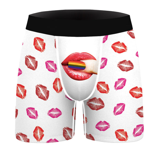 New Digital Printing Sterile Underwear Men'S Sexy Lips Comfo