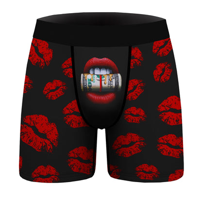 New Digital Printing Sterile Underwear Men'S Sexy Lips Comfo