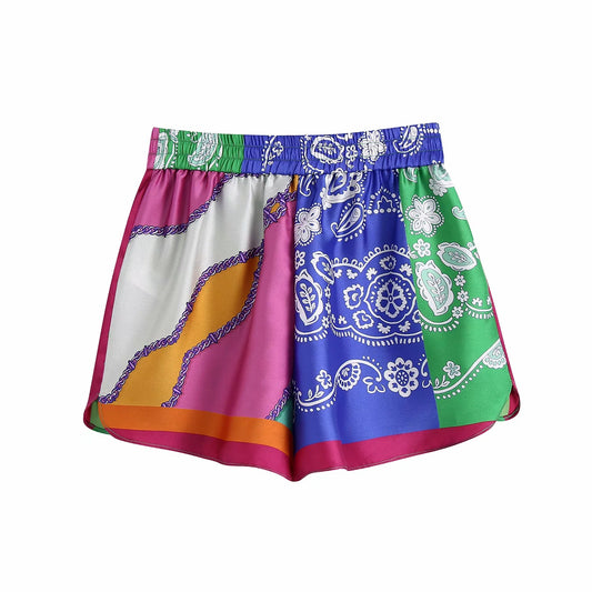 ON SALE!!! 50% OFF!!! Women's Bowknot Patchwork  Printed Shorts