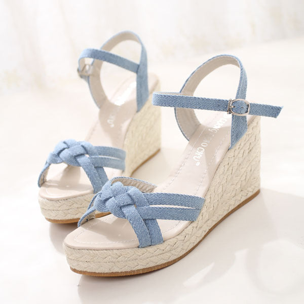 ON SALE!!! 50% OFF!!! Wedge Heel Platform Straw Sandals