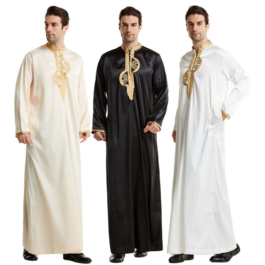 Arabian Middle East Stand Collar Embroidered Robe - The Styky Shack