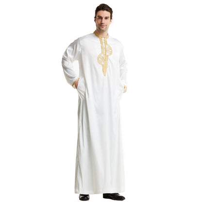 Arabian Middle East Stand Collar Embroidered Robe - The Styky Shack