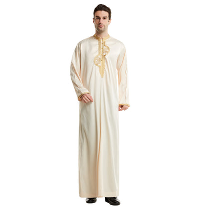 Arabian Middle East Stand Collar Embroidered Robe - The Styky Shack