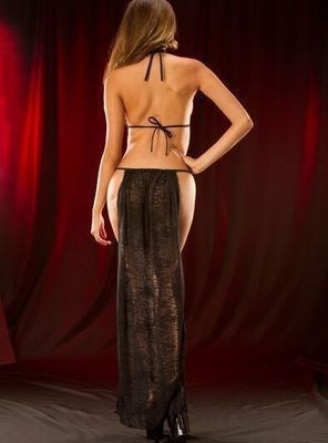 Long Halter Split "Nighty Night" Dress Black Or White