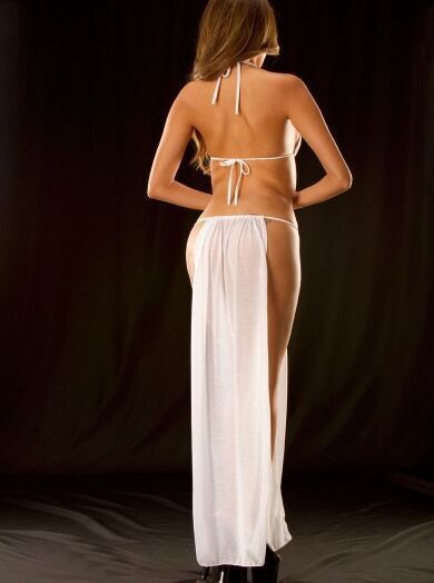 Long Halter Split "Nighty Night" Dress Black Or White