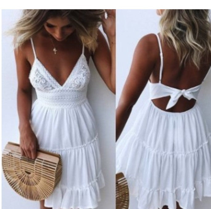 Impresionante vestido de verano con lazo trasero Ropa casual para mujer