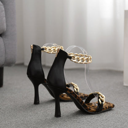 Alluring New Metal Chain High Heel Sandals