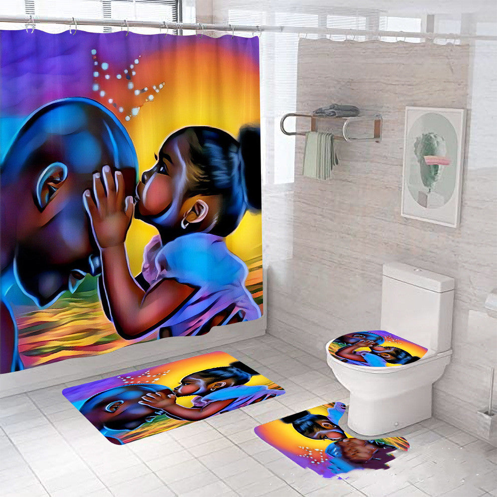 African Girl Digital Printing Shower Curtain C-shaped Plastic Hook - The Styky Shack