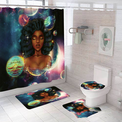 African Girl Digital Printing Shower Curtain C-shaped Plastic Hook - The Styky Shack