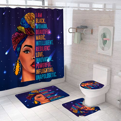 African Girl Digital Printing Shower Curtain C-shaped Plastic Hook - The Styky Shack