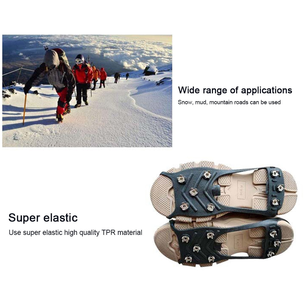 8-Tooth Outdoor Anti-Drop Shoe Cover Snow Ice Surface Non-Slip Simple Crampons for Hiking on Ice Snow Ground Mountain