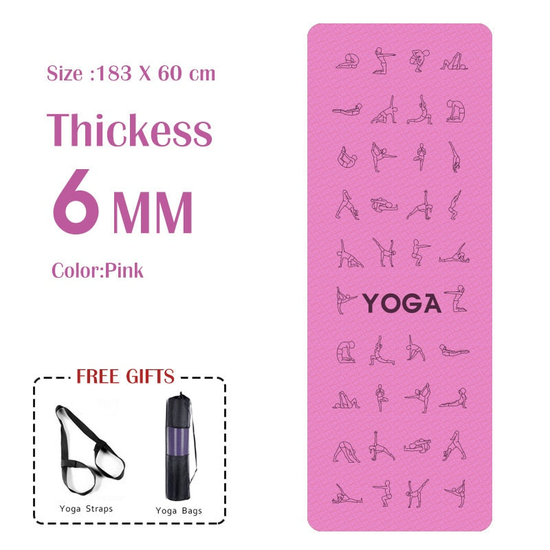 6mm EVA Yoga Pose Mat With Position Line Non Slip Carpet Mat For Beginner Environmental Fitness Gymnastics Mats