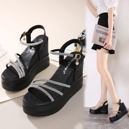 Wedge Platform Roman Rhinestone Sandals