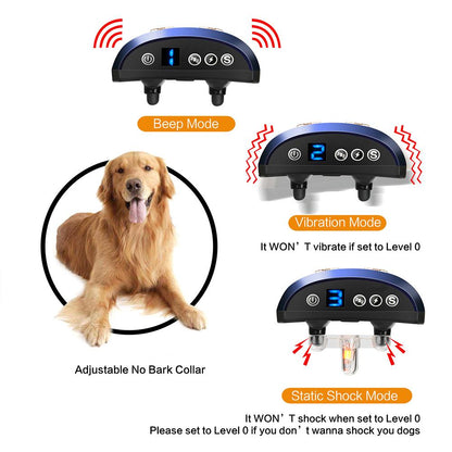 Auto Anti Bark Collar Vibration Sound Smart Pet Collar Rechargeable Stop Barking Dog Collar IP7 Waterproof Dog Training Collars