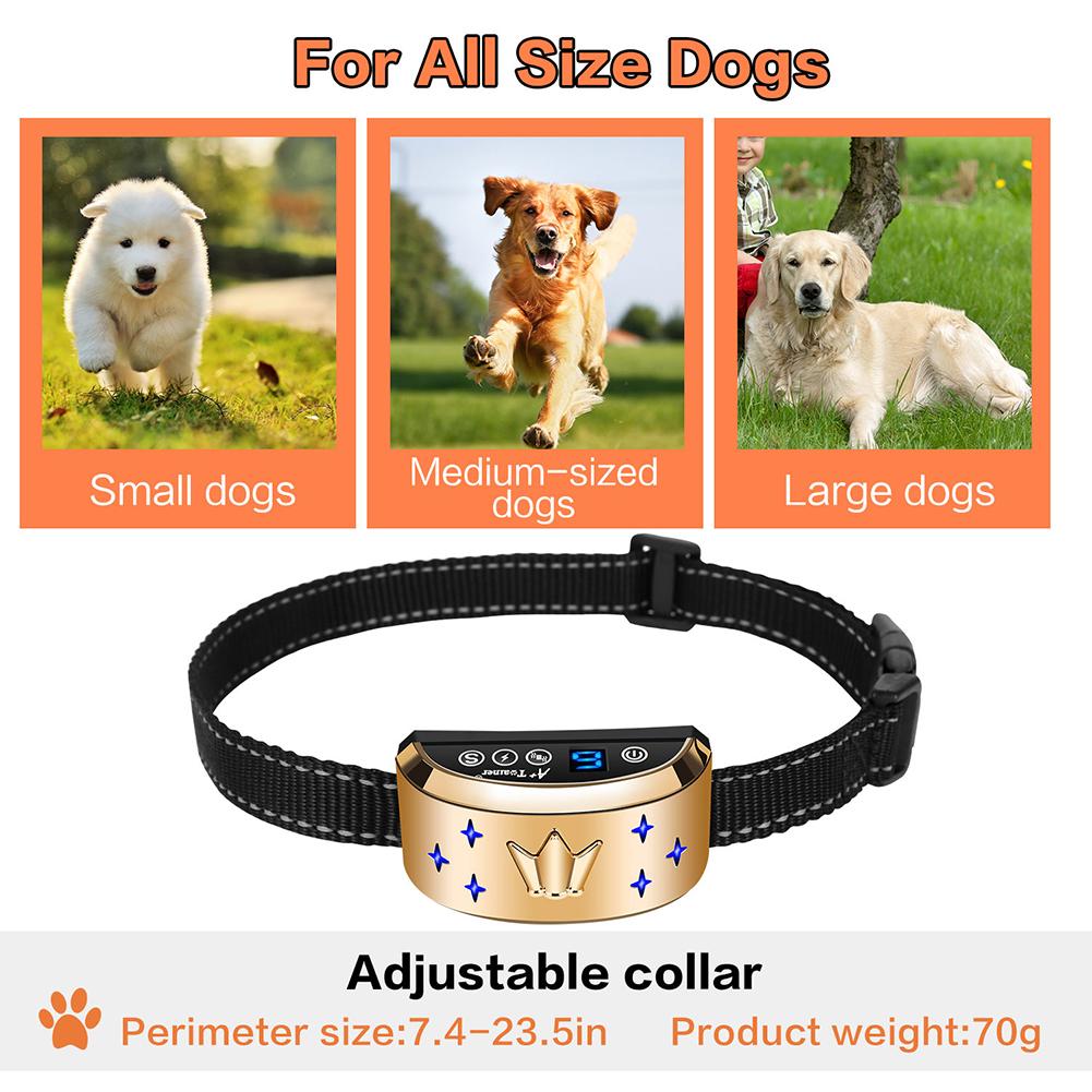 Auto Anti Bark Collar Vibration Sound Smart Pet Collar Rechargeable Stop Barking Dog Collar IP7 Waterproof Dog Training Collars