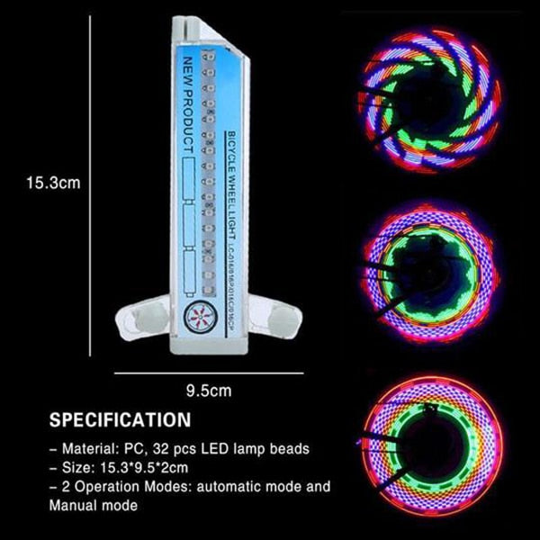 Luces LED de radios de bicicleta 3D coloridas 