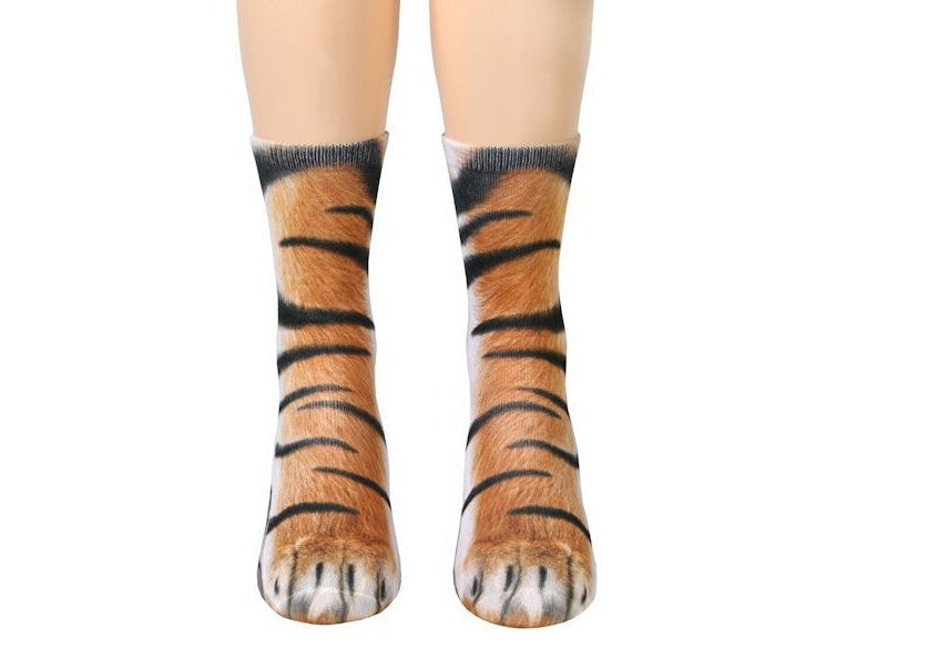 Calcetines de pata de animal 3D para adultos y niños, lindos garras de gato, unisex, largos