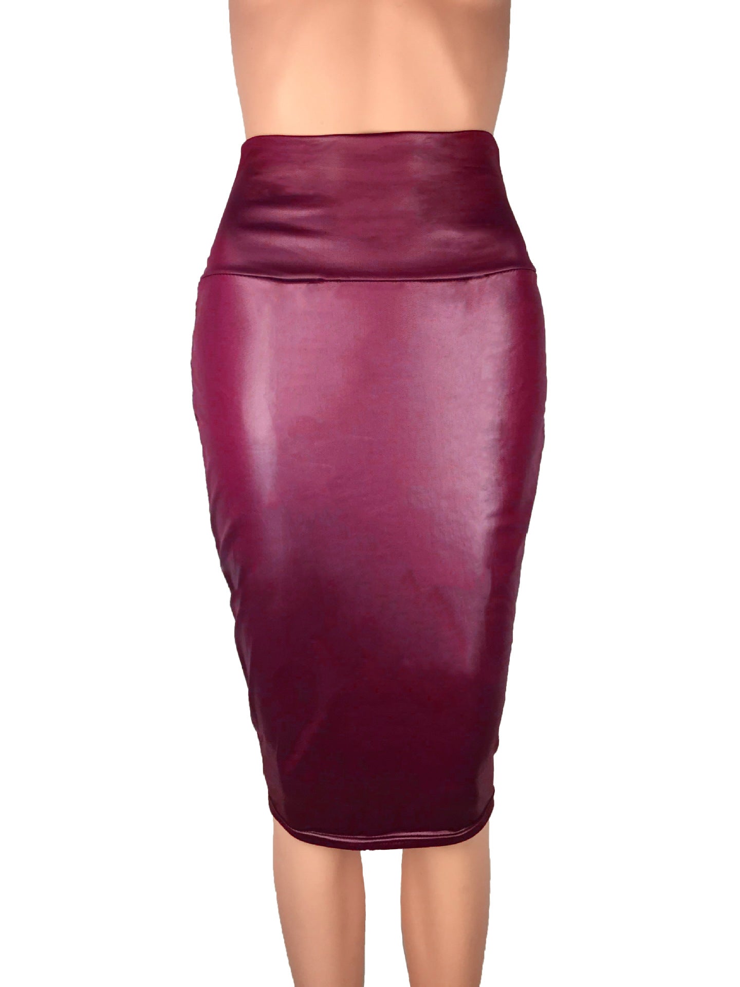 High Waist Faux Leather Pencil Skirt