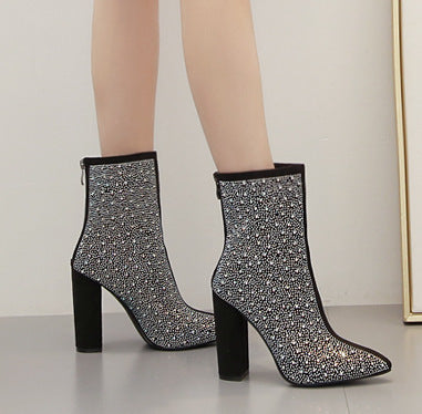 ¡¡¡EN VENTA!!! ¡¡¡50% REBAJADO!!! Botas de tacón alto con diamantes de imitación