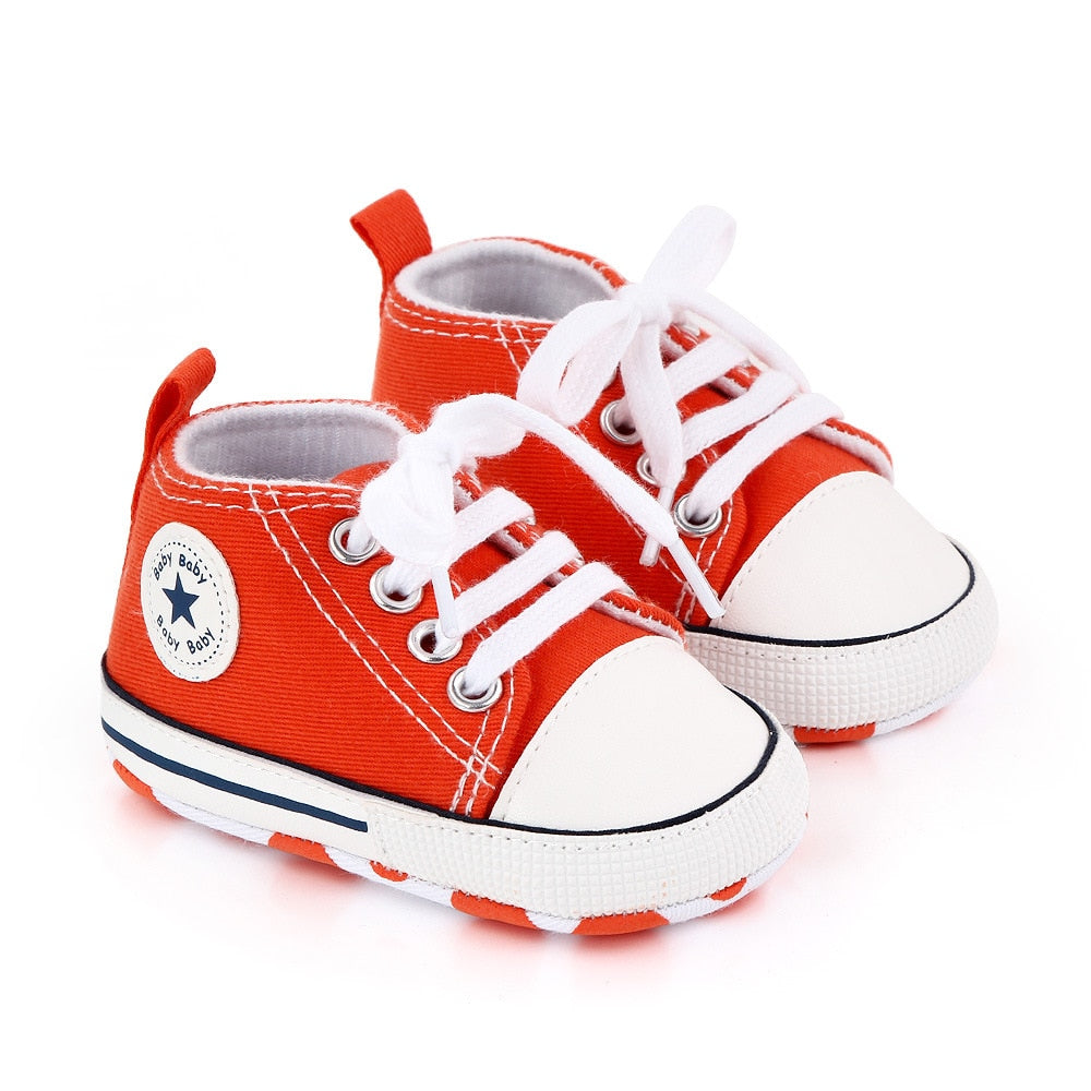 Baby Shoes Boy Girl Star Solid Sneaker Cotton Soft Anti-Slip Sole Newborn Infant First Walkers Toddler Casual Canvas Crib Shoes - The Styky Shack