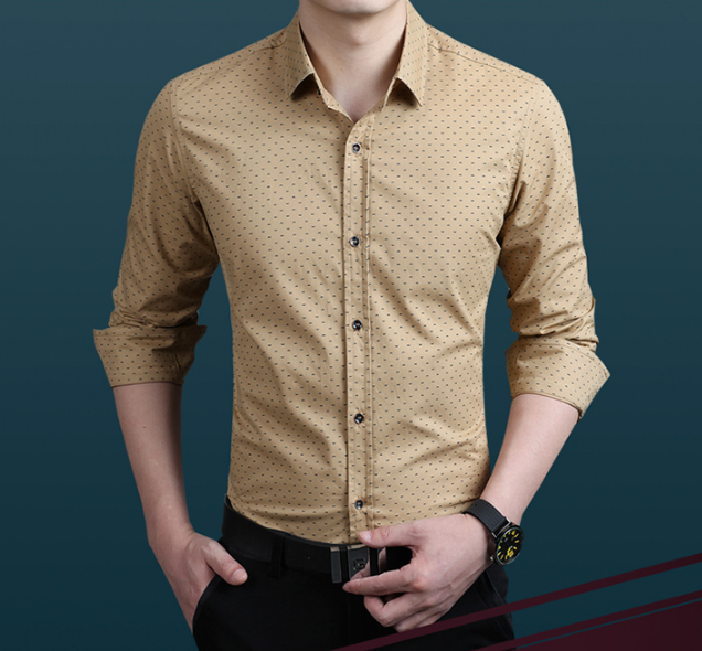 Brand 2021 Fashion Male Shirt Long-Sleeves Tops Polka Dot Printing Mens Dress Shirts Slim Men Shirt Plus Size M-5XL FGT - The Styky Shack