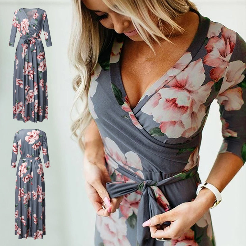 Printed  V-neck Business, Work, Meeting Dress