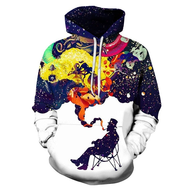 3D spoof smoking male figure hooded sweater creative explosion models casual men and women fashion sweater - The Styky Shack