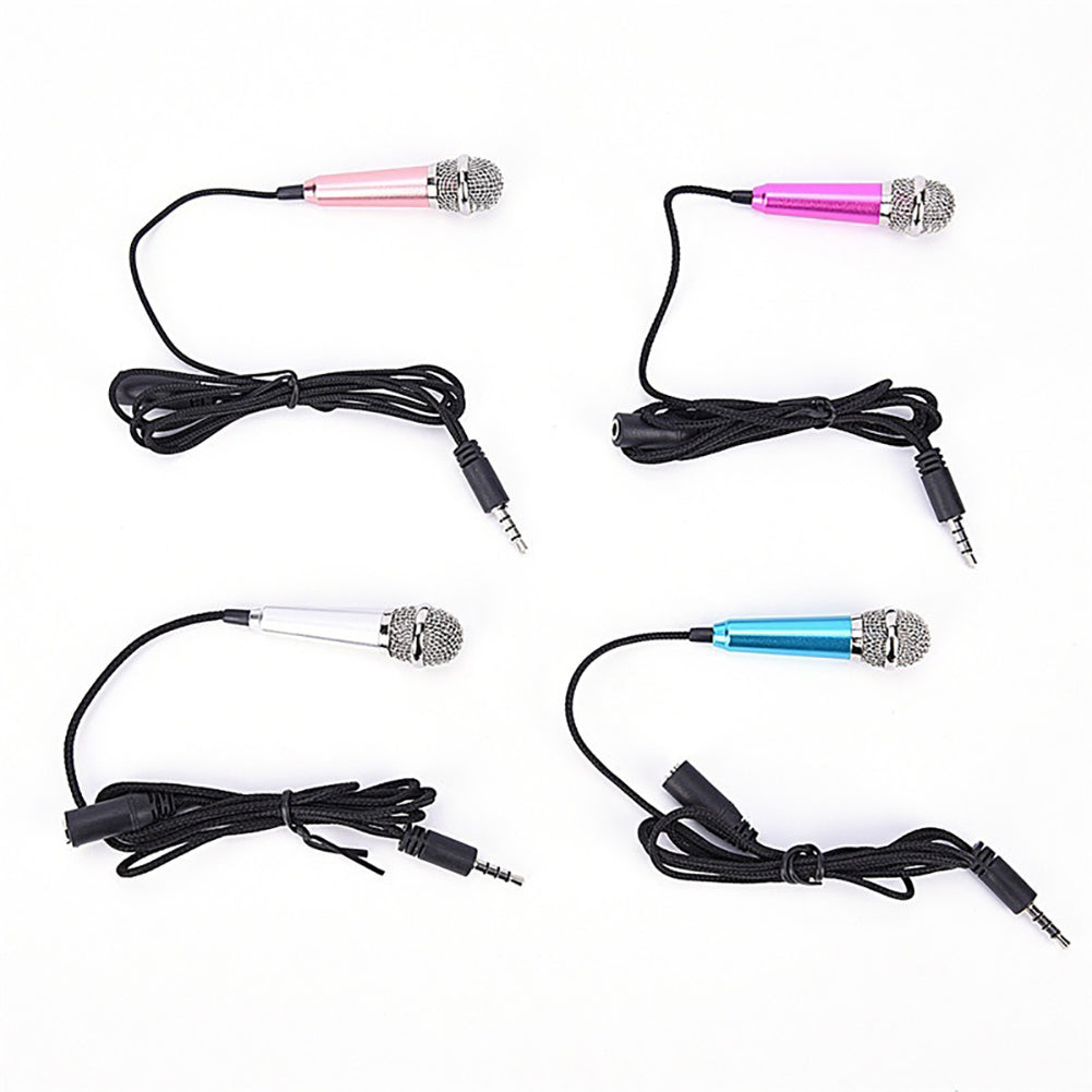 3.5mm Universal Wire Connect Karaoke Metallic Mini Microphone for Cell Phone PC