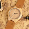 Reloj de pulsera de madera natural de cuarzo analógico de bambú