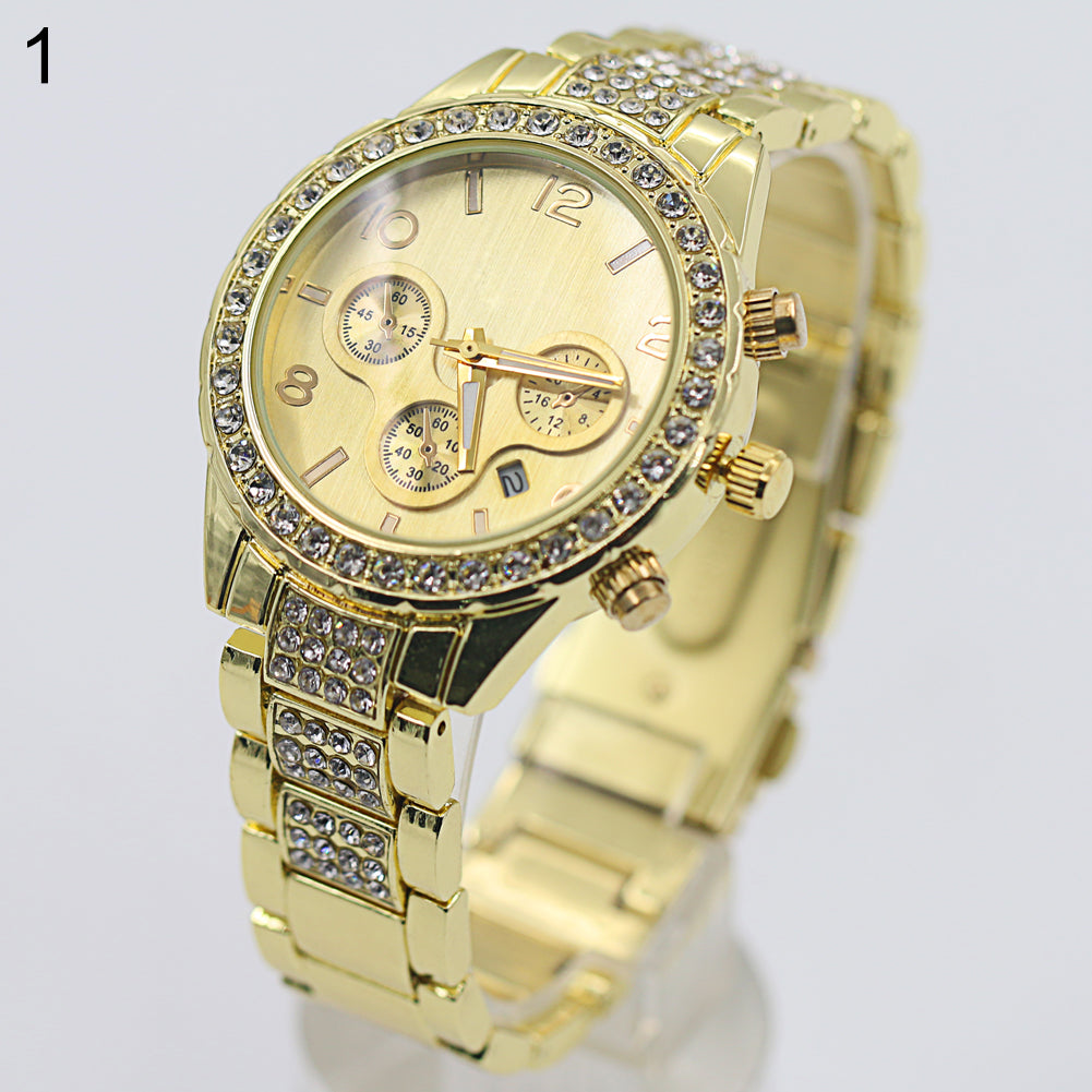 Women's Geneva Decorative Dials Stainless Steel Band Quartz Analog Wrist Watch