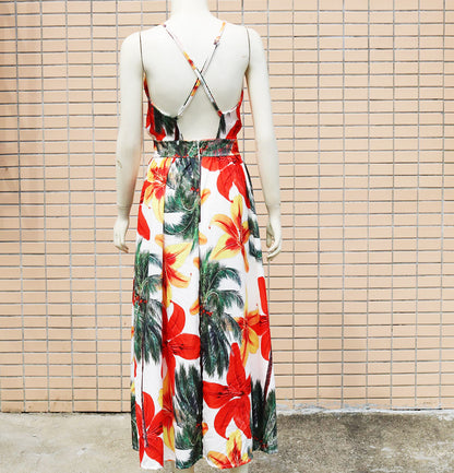 Lovely Exotic Island Print Halter Dress