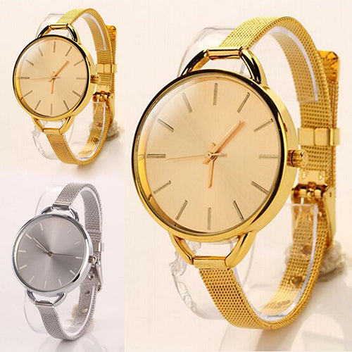 Women's Fashion Ultra-thin Slim Mesh Strap Quartz Analog Wrist Bracelet Watch