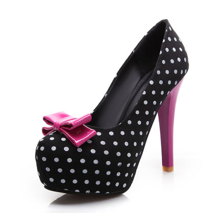 Adorable High Heel Round Toe Bow Stilettos