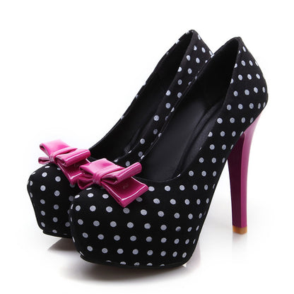 Adorable High Heel Round Toe Bow Stilettos