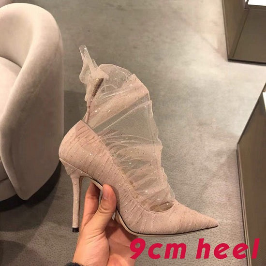 Ankle High Lace Material High Heel