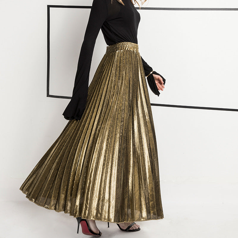 New Pleated Long Flowing Skirt