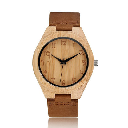 Reloj de pulsera de madera natural de cuarzo analógico de bambú