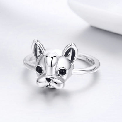 ON SALE!!! 50% OFF!!! .925 Sterling Silver Loyal Partners French  Dog Animal Female Ring For Women Fashion Jewelry SCR261