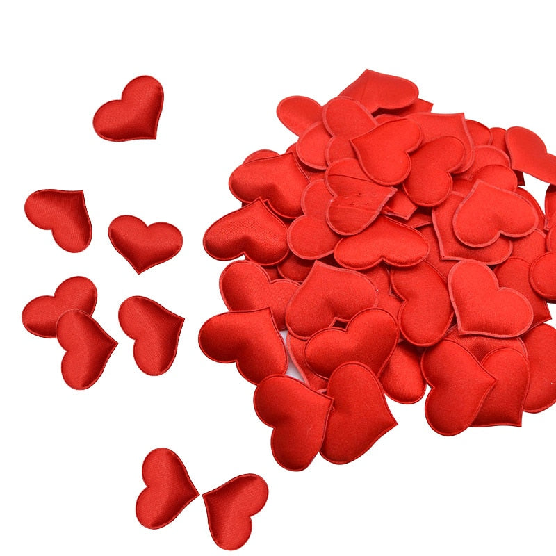 50Pcs 32mm Romantic Sponge Satin Fabric Heart Petals Wedding Confetti Table Bed Heart Petals Wedding Valentine Decoration - The Styky Shack