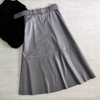 PU Leather Skirt Metal Buckle Belt