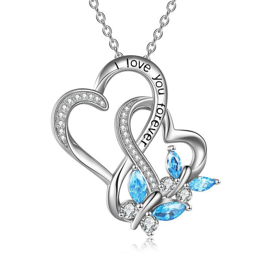 Butterfly Heart Necklace Pendant Sterling Silver (S.925)