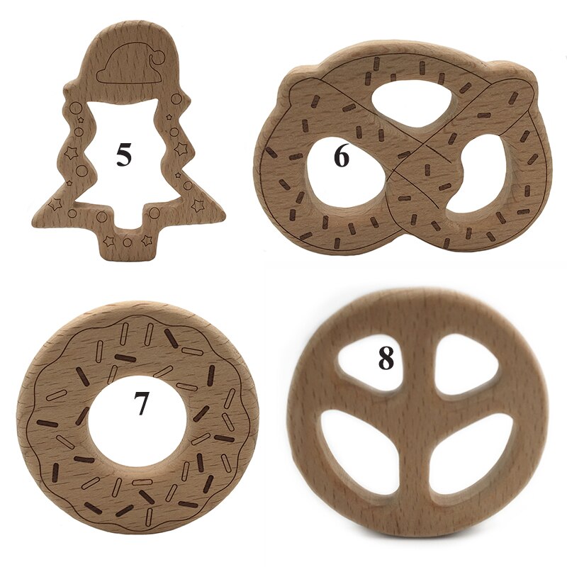 Wooden Teether Rings Natural Wood Teething Toys for Infant,Wooden Teether Animals for Toddler,Baby Soothing Pain Relief Toys