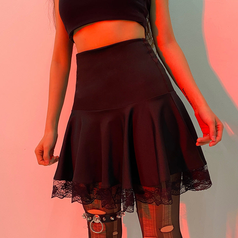 ON SALE!! 50% OFF!! Lace Stitching Skirt Pleated Skirt