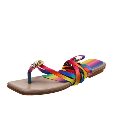 Women's Design Colorful Lace-up Flat Sandals