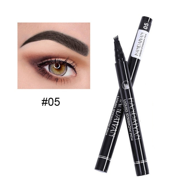 5 Colors Eyebrow Pen Waterproof 4 Fork Tip Eyebrow Tattoo Pencil Cosmetic Long Lasting Natural Dark Brown Liquid Eye Brow Pencil - The Styky Shack