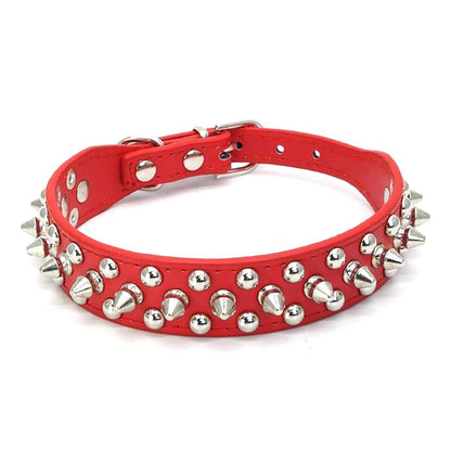 5pcs Spiked Rivet Studded Adjustable Pu Leather Pet Collars for Cats Puppy Dogs