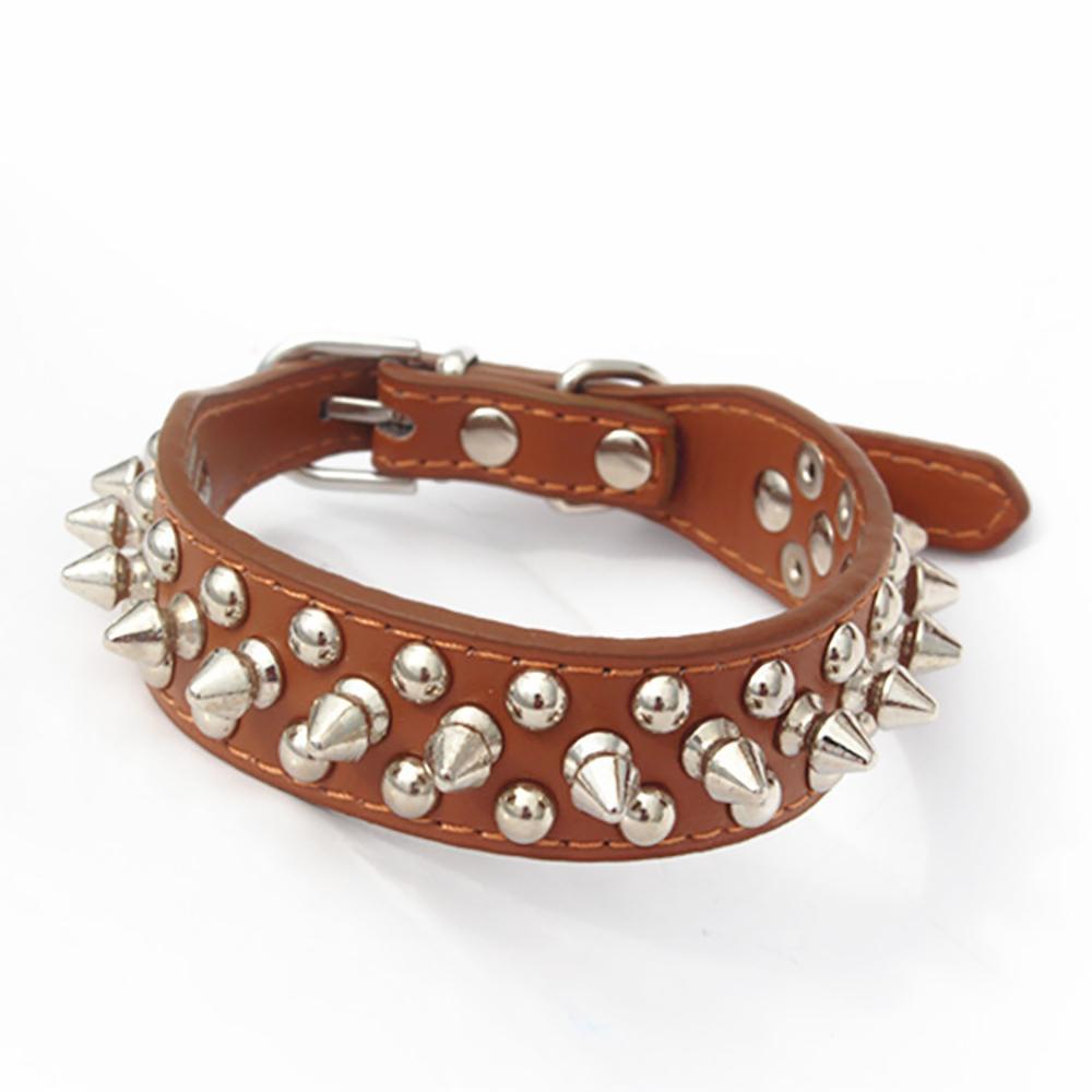 5pcs Spiked Rivet Studded Adjustable Pu Leather Pet Collars for Cats Puppy Dogs