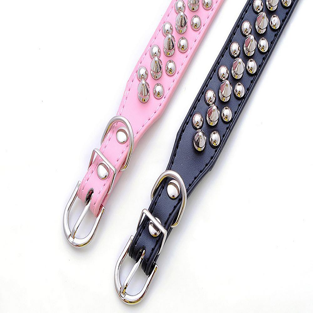 5pcs Spiked Rivet Studded Adjustable Pu Leather Pet Collars for Cats Puppy Dogs