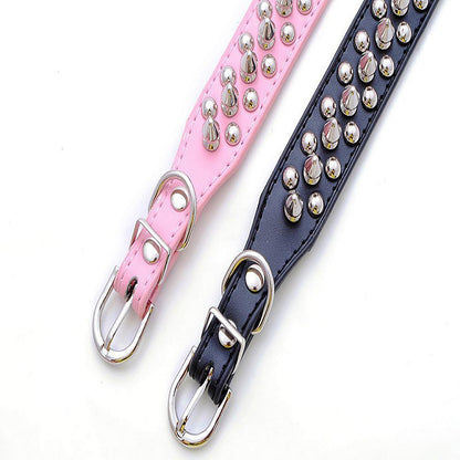 5pcs Spiked Rivet Studded Adjustable Pu Leather Pet Collars for Cats Puppy Dogs